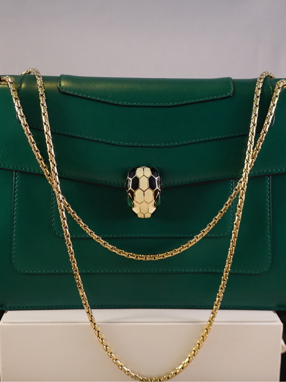 Bulgari Emerald Green Serpenti Chain Shoulder Bag